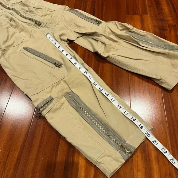 NLST ARMY Cargo Jumpsuit Utility One Piece Khaki Sleeveless Zipper Size XS - Picture 8 of 10